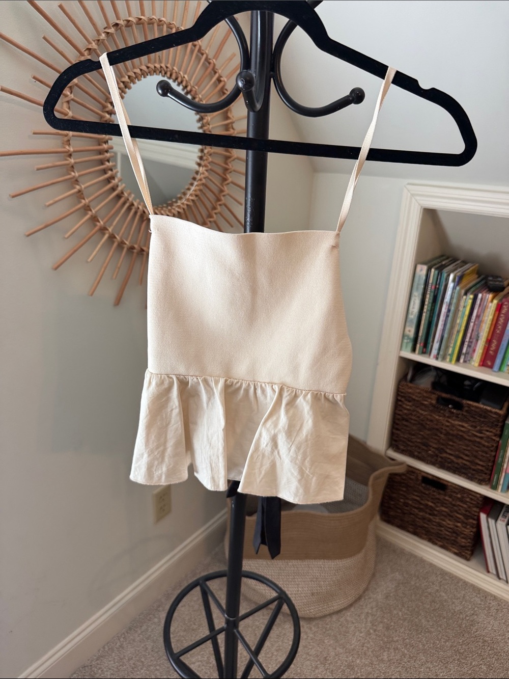 Zara Cream Peplum Crop Top